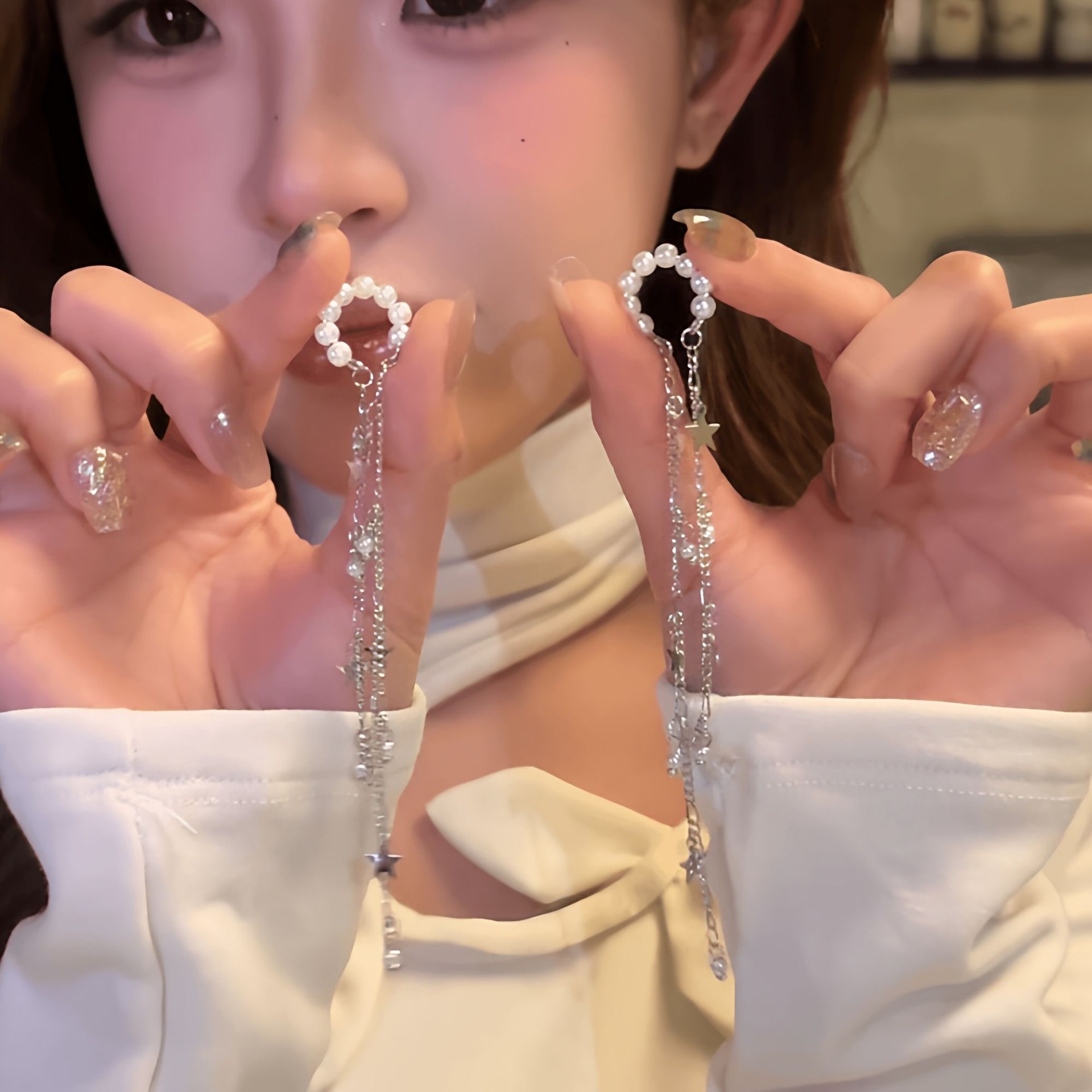 Silver Star Tassel 2026 New Style Ear Clip Earrings with a High-End Feel, Unique and Stylish Ear Bone Jewelry