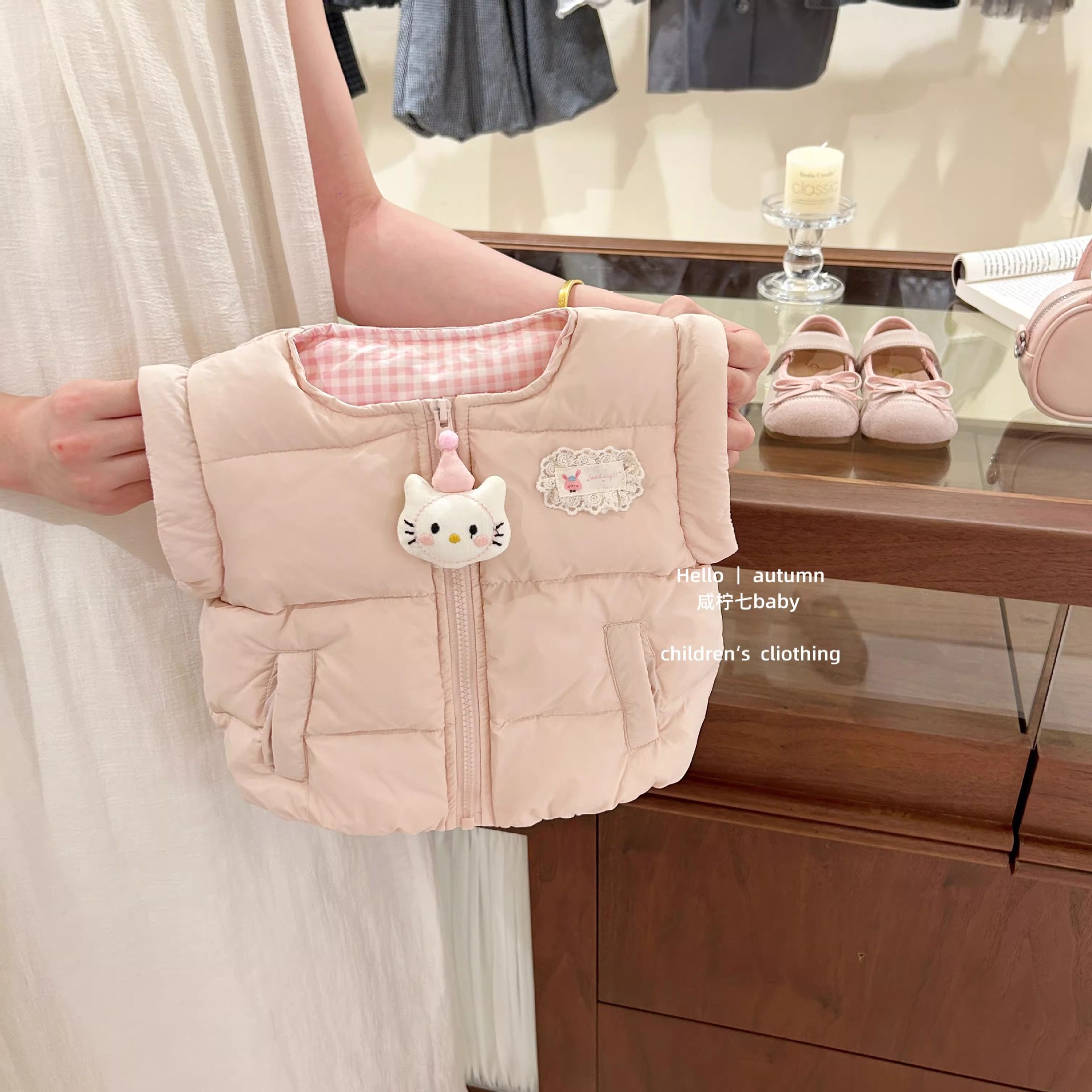 Niñas calentamiento chaleco de algodón doble cara para vestir otoño y invierno para niños chaleco de hombro chaleco chaqueta de dos piezas