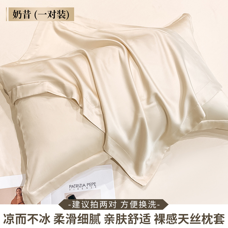 Funda de almohada de verano Tensi, un par de seda de doble cara, seda de hielo de rama alta, juego frío 48x74cm, lujo ligero