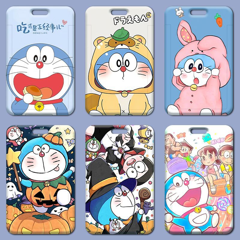 Animation Doraemon card holder wholesale student meal card school brand silicone work permit access card holder factory brand protective cover