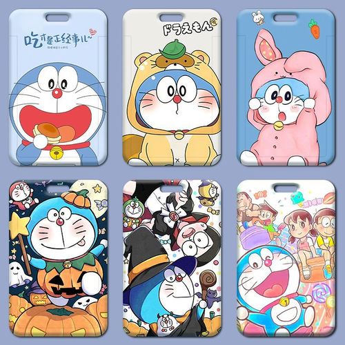 Animation Doraemon card holder wholesale student meal card school brand silicone work permit access card holder factory brand protective cover