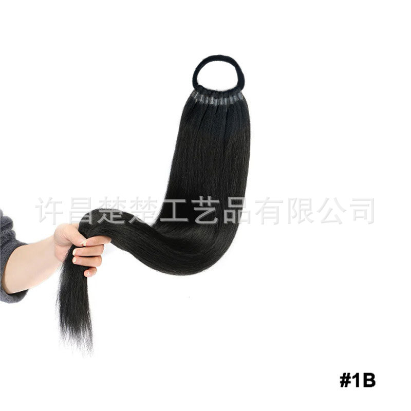 Comercio exterior transfronterizo peluca europea y americana cola de caballo pelo largo y liso cola de caballo sintética extensión de cabello cola de caballo de mujer trenzas falsas al por mayor