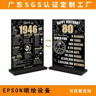 亚马逊热卖80岁生日亚克力摆台出生年份纪念海报回到1946派对装饰
