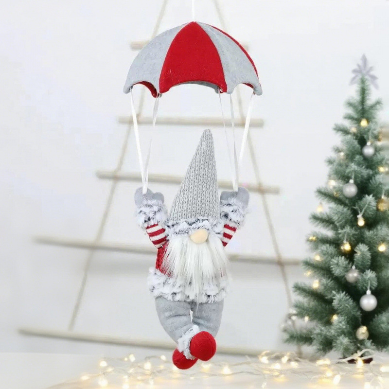 クリスマス装飾ショッピングモール店舗シーンレイアウトホリデーデコレーションクリスマス顔のないスカイダイビング老人パラシュートペンダント|undefined
