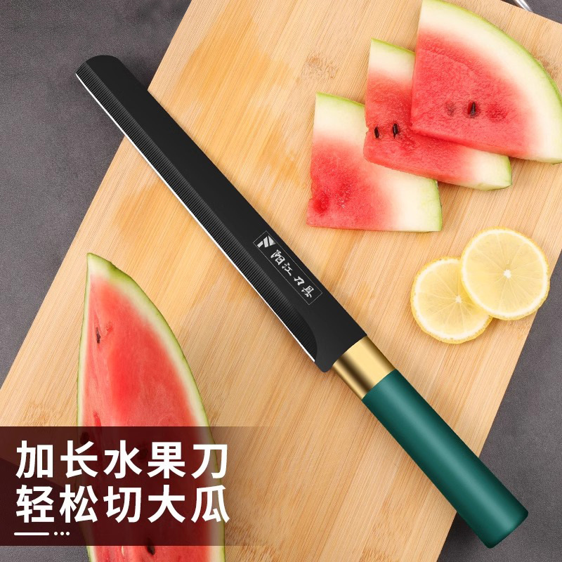Stainless steel extended fruit knife watermelon knife slicing and cutting knife household sharp kitchen knife commercial watermelon cutting knife
