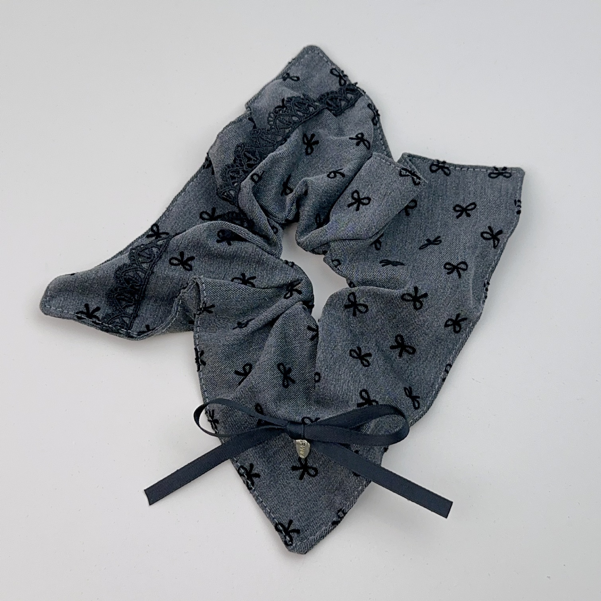 Gri francez gri gri gri fundă pătrată eșarfă intestin gros inel de păr retro high-end material agrafă de păr accesoriu de păr_voghion.com