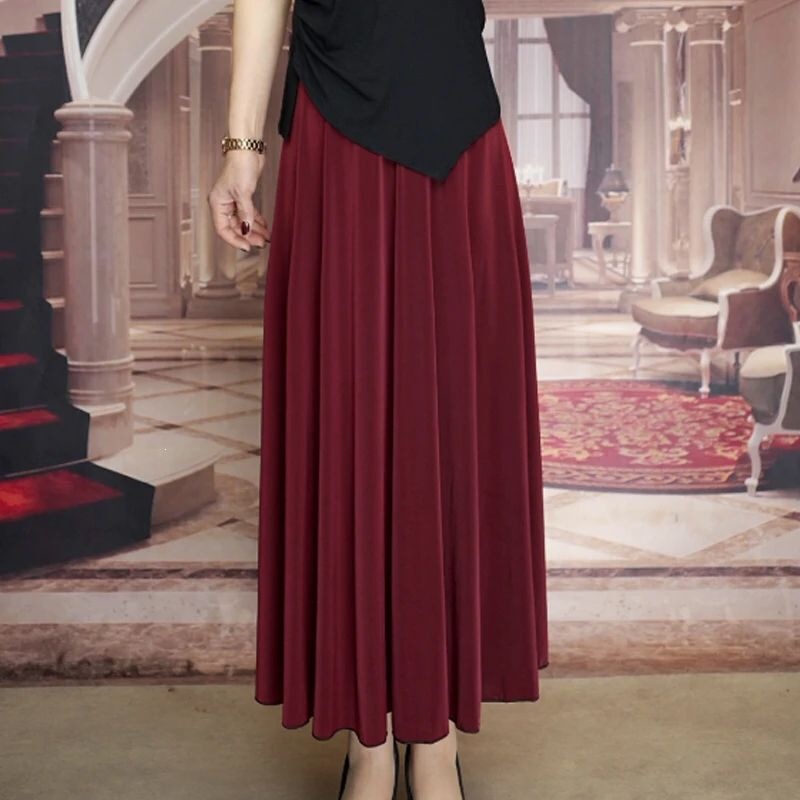 Summer Mom's Pleated Skirt, High-Waisted, Slimming, Drapey, Elastic Waist, Long Skirt, Large Hem Skirt, 73Cm/83Cm Skirt Summer Mom's Pleated Skirt, High-Waisted, Slimming, Drapey, Elastic Waist, Long Skirt, Large Hem Skirt, 73Cm/83Cm Skirt