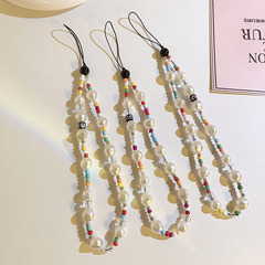 New color string pearl lanyard lanyard hanging accessories universal mobile phone case camera CCD keychain women's anti-fall