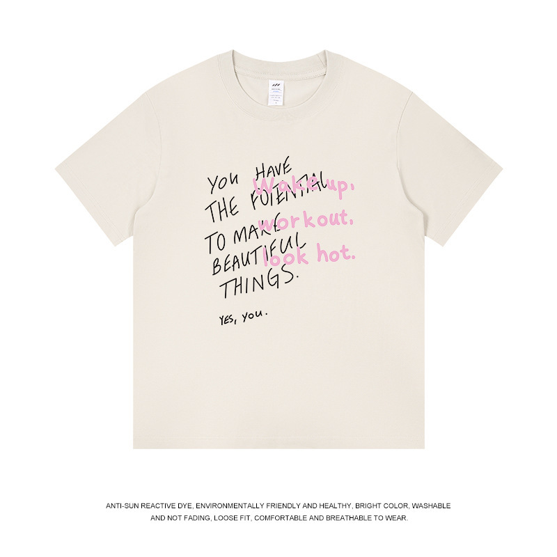 メンズストリートファッションレタープリントTシャツ半袖メンズラウンドネックニッチデザイントレンドTシャツカジュアルで万能なトップス|undefined