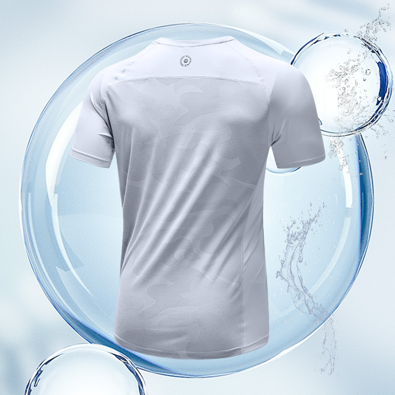 Camiseta deportiva de verano delgada de manga corta ropa de secado rápido suelta de hielo transpirable ropa de correr de media manga camisa absorvente de sudor
