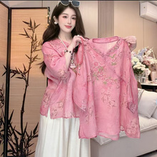 【桃花朵朵】858新中式国风衬衫女新款洋气上衣斜襟显瘦小上衣