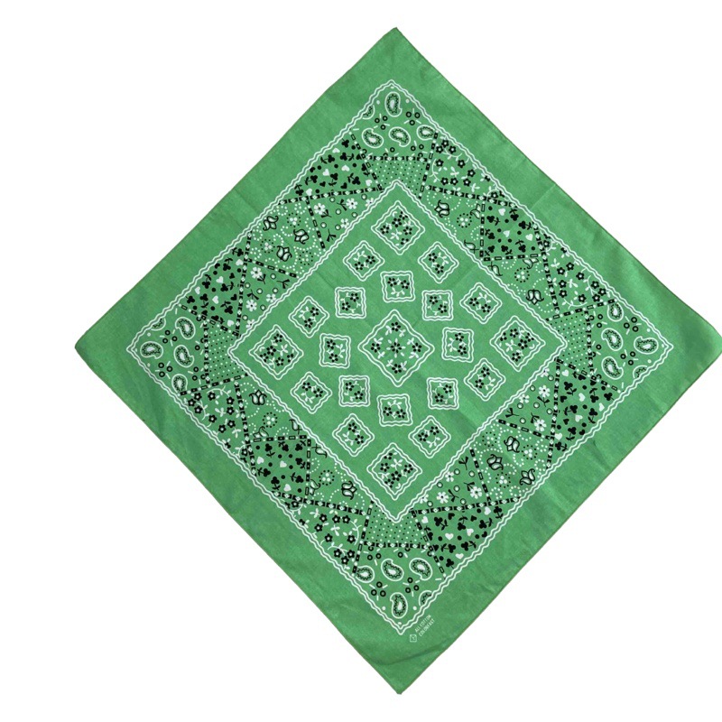 In stock fruit green American retro square scarf pure cotton soft 55 * 55CM fruit green geometric pattern 29g headscarf in stock