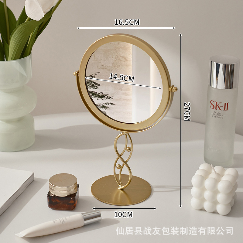 Espejo doméstico de explosión transfronteriza dormitorio espejo decorativo dormitorio espejo de maquillaje dormitorio espejo de vestir espejo de escritorio de metal de alto valor
