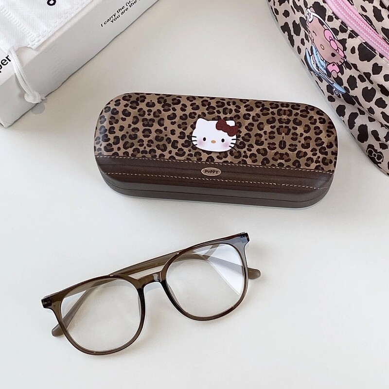 Autumn and Winter New Leopard Print Kt Glasses Case, Large Capacity, 24 Flip-Top Style, Pressure-Resistant, Anti-Drop, Wear-Resistant, Storage Box for Myopia Glasses