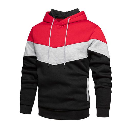 Men's Three-Color Hooded Sweatshirt with Long Sleeve, Spring and Autumn Fashion Sporty Casual Hooded Sweatshirt, New in Stock