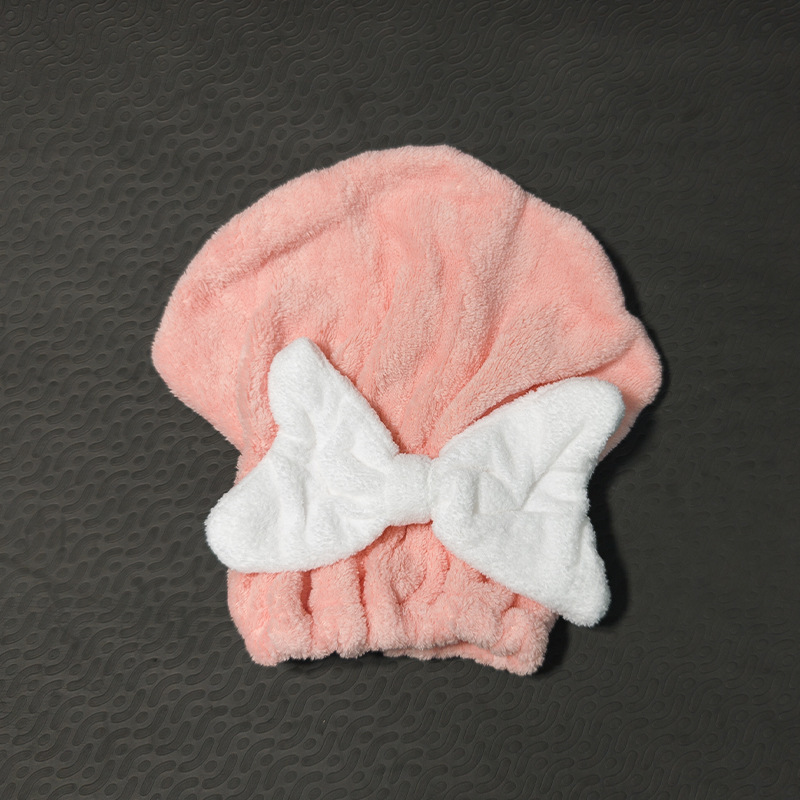 二重に厚いサンゴのベルベットのシャワーキャップがかわいい女性吸水速乾帽の乾いた髪のタオルを洗ってスカーフの乾いた髪の帽子を包む|undefined