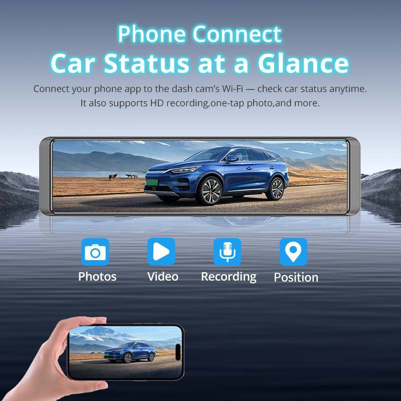 Cross-Border 12-Inch 4K Streaming Media Driving Recorder with 4-Channel Blind Spot Adas Assistance and Bsd Parking Monitoring Recorder
