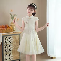 Детское платье Cheongsam Новое платье принцессы в китайском стиле 2024 лето новая маленькая девочка национальный ветер девушка юбка рыбий хвост