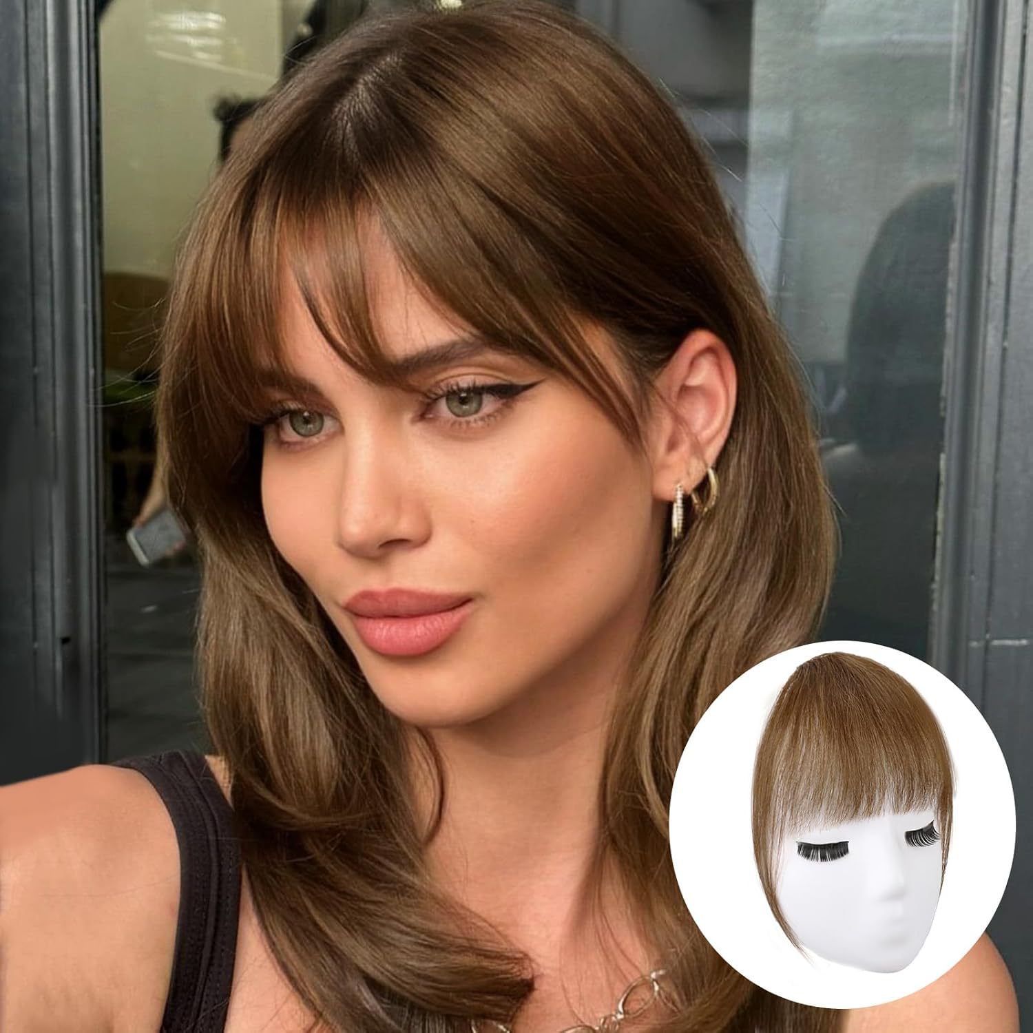 Todo el cabello real aire flequillo femenino invisible sin costuras frente peluca de cabello real tejido a mano peluca de cabello real flequillo falso francés