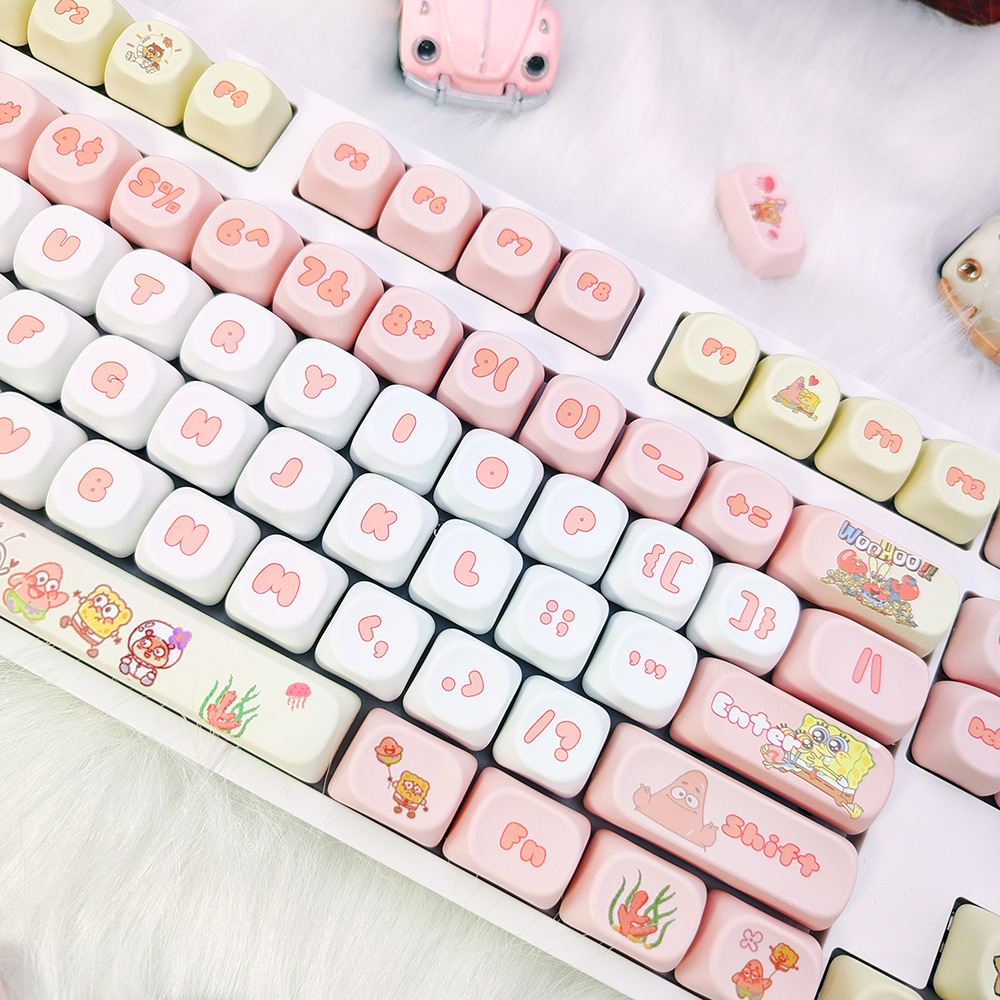 SpongeBob Keycap MOA Height PBT Material Thermal Sublimation Keycap Cute Customized Personalized Small Full Set Keycap