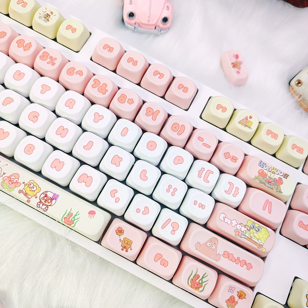 SpongeBob Keycap MOA Height PBT Material Thermal Sublimation Keycap Cute Customized Personalized Small Full Set Keycap