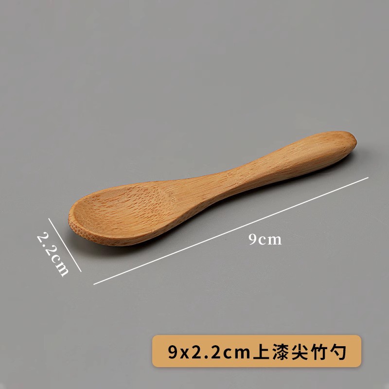 9x2.2cm 그린 둥근 손잡이 뾰족한 대나무 숟가락