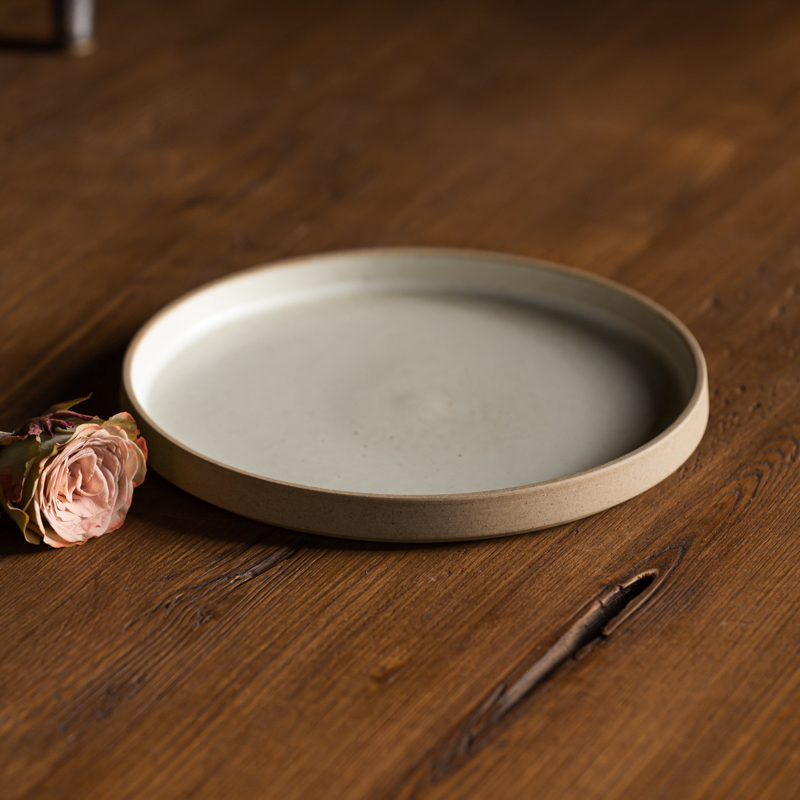 Stoneware Western Plate Simple Vintage Steak Plate Ceramic Plate Sashimi Plate Refreshment Plate Round Flat Plate