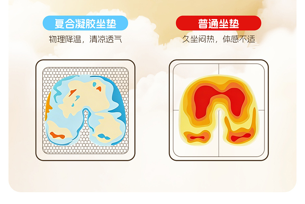 Directly from the Manufacturer, New Cartoon Gel Car Seat Cushion, Ice Silk Cooling Pad, Breathable Cooling Pad for Long Sitting in the Office, Silicone Pad