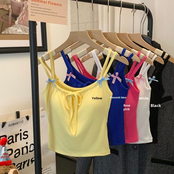 Hot Sweet Spice Girl Bow Sling Beauty Back Vest One-piece Fixed Cup Chest Wrapping Slim Fit Bottoming Tube Top