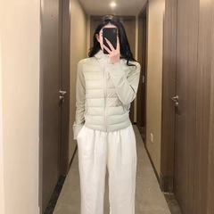lulu薄款压胶羽绒服连帽紧身显瘦运动短外套防水羽绒外套秋冬公版