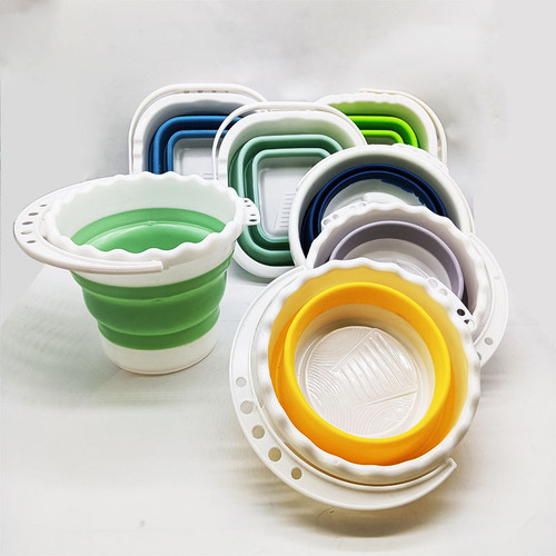 Multifunctional folding bucket, convenient silicone plastic car wash, fishing bucket, art supplies, outdoor sketching pen washer