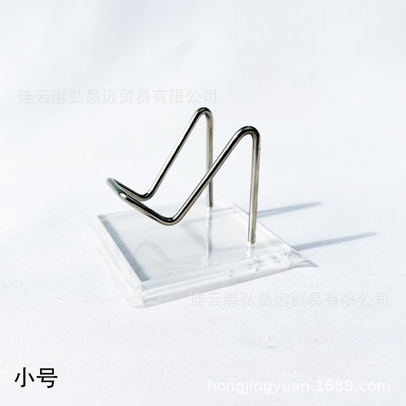 Tamaño pequeño acrílico transparente mineral etiqueta soporte cristal crudo piedra mineral espécimen soporte de exhibición caballete creativo soporte base