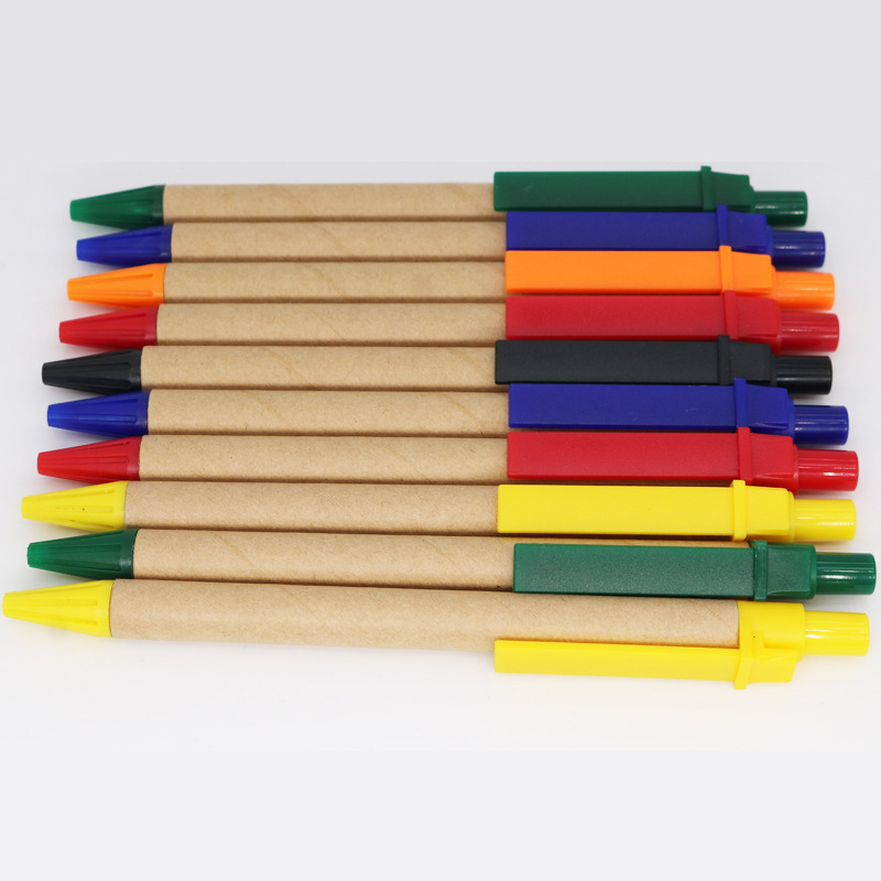 Protección del medio ambiente pluma de tubo de papel Kraft degradable papel completo pluma tire tapa bolígrafo pantalla electrónica escritura publicidad pluma al por mayor