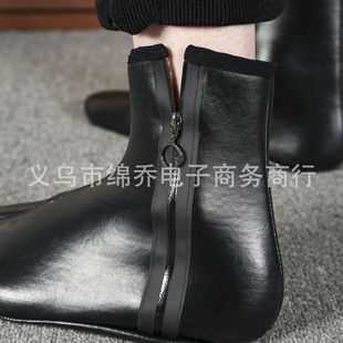 Zipper Leather Socks Floor Socks for Men and Women in Autumn and Winter Plus Polar Fleece Indoor Home Warm and Thickeneded Cross-Border Export Pu Leather