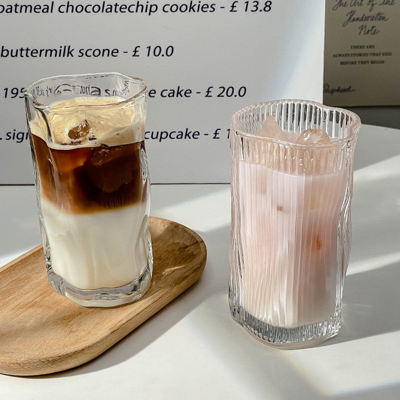 ins风家用不规则扭扭杯冰美式拿铁咖啡杯玻璃杯夏天果汁杯冷饮杯|undefined