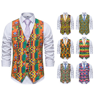 2022 Spring and Summer Foreign Trade New Amazon Men's Casual Slim Vest Paisley Flower Vest Vest