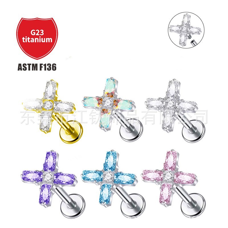 Pointed titanium steel lip stud product view