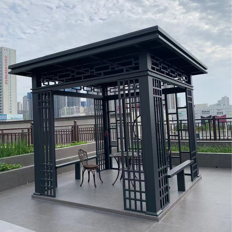 Pavilion Outdoor Terrace Outdoor Landscape Gazebo Leisure New Chinese Style Aluminum Alloy Four-Corner Pavilion Villa Courtyard Garden