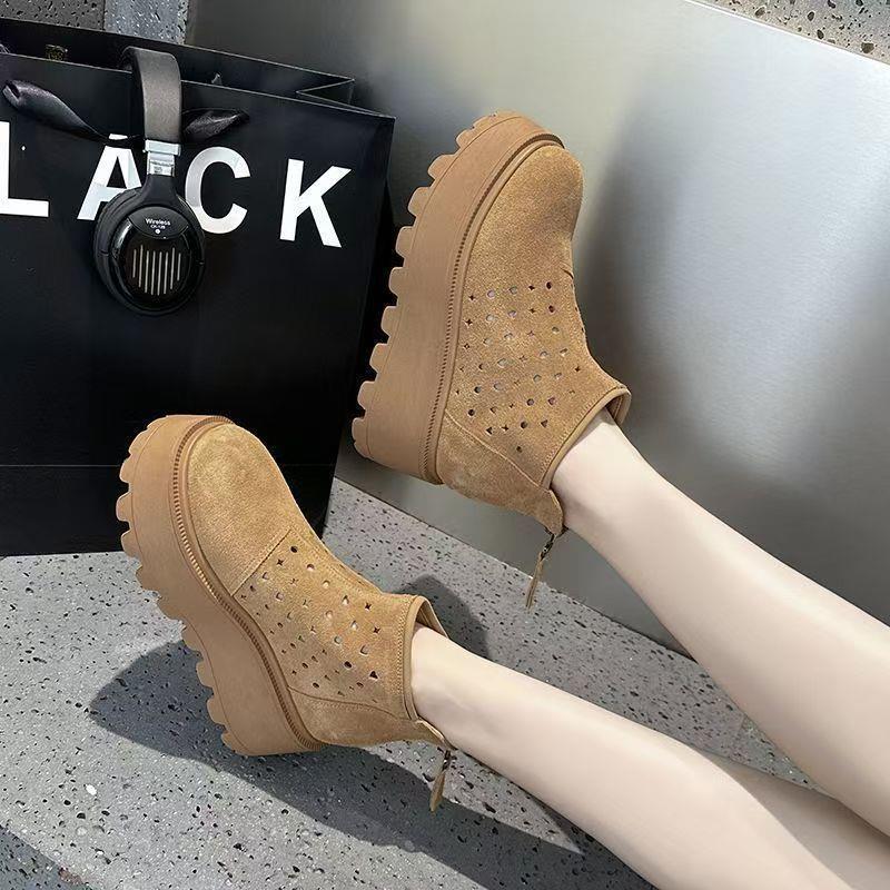 Thin Trendy Summer Boots with Thick Soles, Martin Boots for Women, 2025 New Summer Leather Versatile British Style