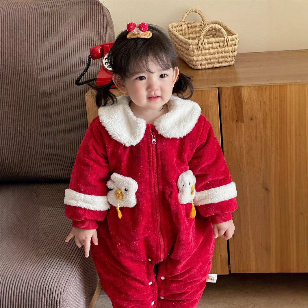 Ropa de invierno para bebés nuevo estilo chino conejito rojo mono bebé estilo chino ropa de año nuevo ropa de bebé de un año