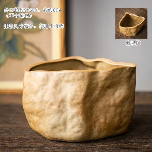 Meaty flower pot rough pottery pot imitation small stone retro potted thumb pot breathable cross-border ceramic meaty special pot