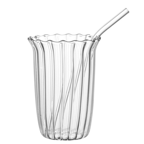 Ins-style heat-resistant transparent glass cup, trendy floral cup, high-end aesthetic cold brew espresso coffee cup, household milk cup
