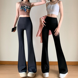 Flared Shark Pants for Women, Spring and Summer New High-Waisted Slimming Yoga Pants, Black Flared Pants, Cross-Border E-Commerce