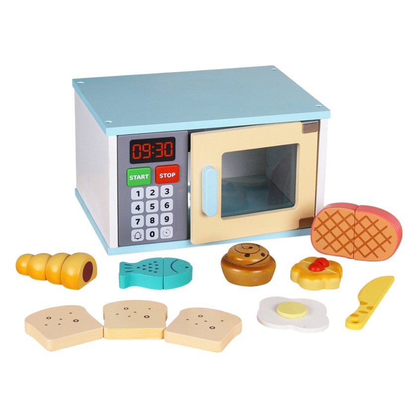 De los niños de madera simulación microondas horno café máquina pan exprimidor mezclador play House juego cocina Juguetes