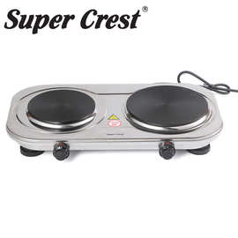 Super Crest跨境家用双头电热炉旋转多功能双盘电炉加热欧英澳规