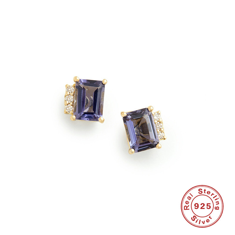 1 Pair 925 Sterling Silver Zircon Geometric Drop Earrings display picture 5