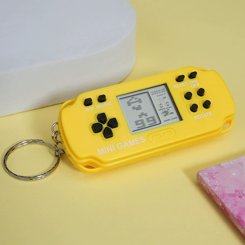 Tetris Keychain Game Console, Mini Rectangular Retro Electronic, 26 Modes, LR44