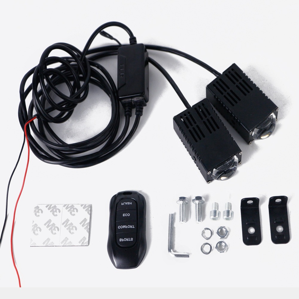 Lámpara de rejilla LED para automóviles, luz super brillante, un tiro, dos controles remotos, luz láser LED a prueba de agua oculta