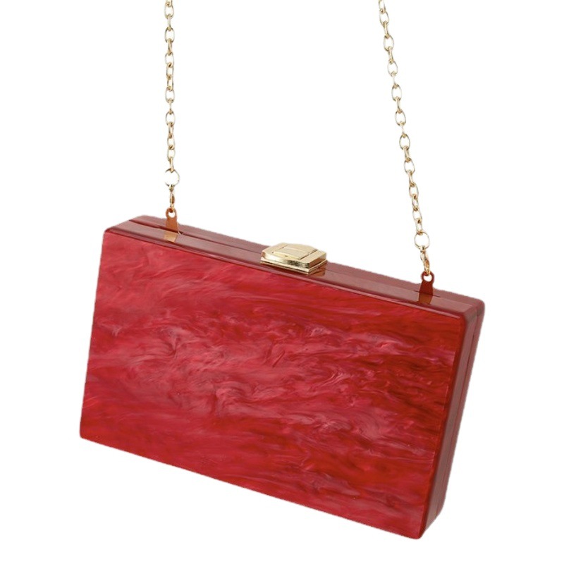 Nueva perla pequeña plaza de acrílico bolso de noche del banquete del bolso del hombro crossbody pequeño bolso de la cadena bolsa