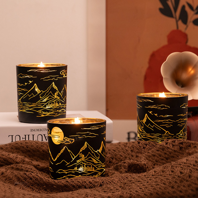 香薰蜡烛定制源头工厂旭日东升电镀雕刻光感大豆蜡室内氛围伴手礼